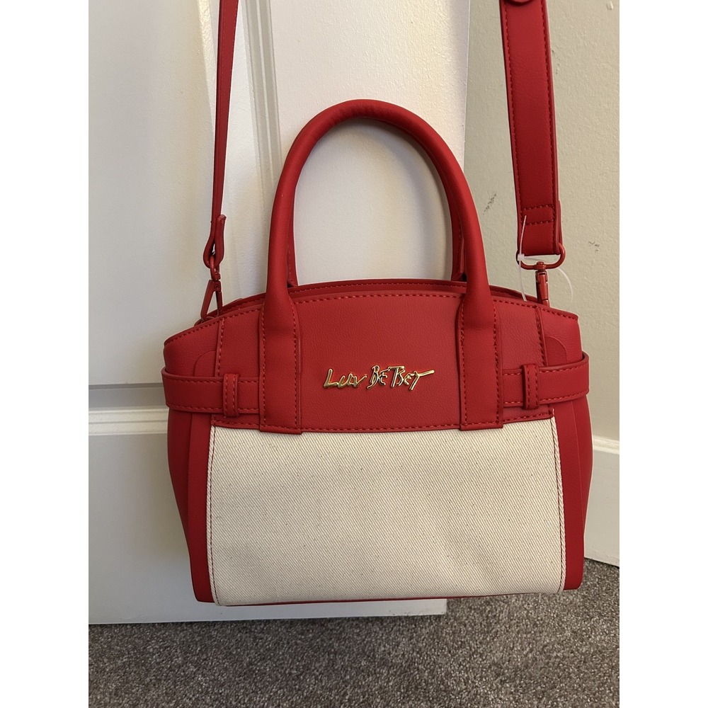 Luv Betsey by Betsey Johnson Satchel Womens Small Red Cream NEW Heart Crossbody - Picture 13 of 15